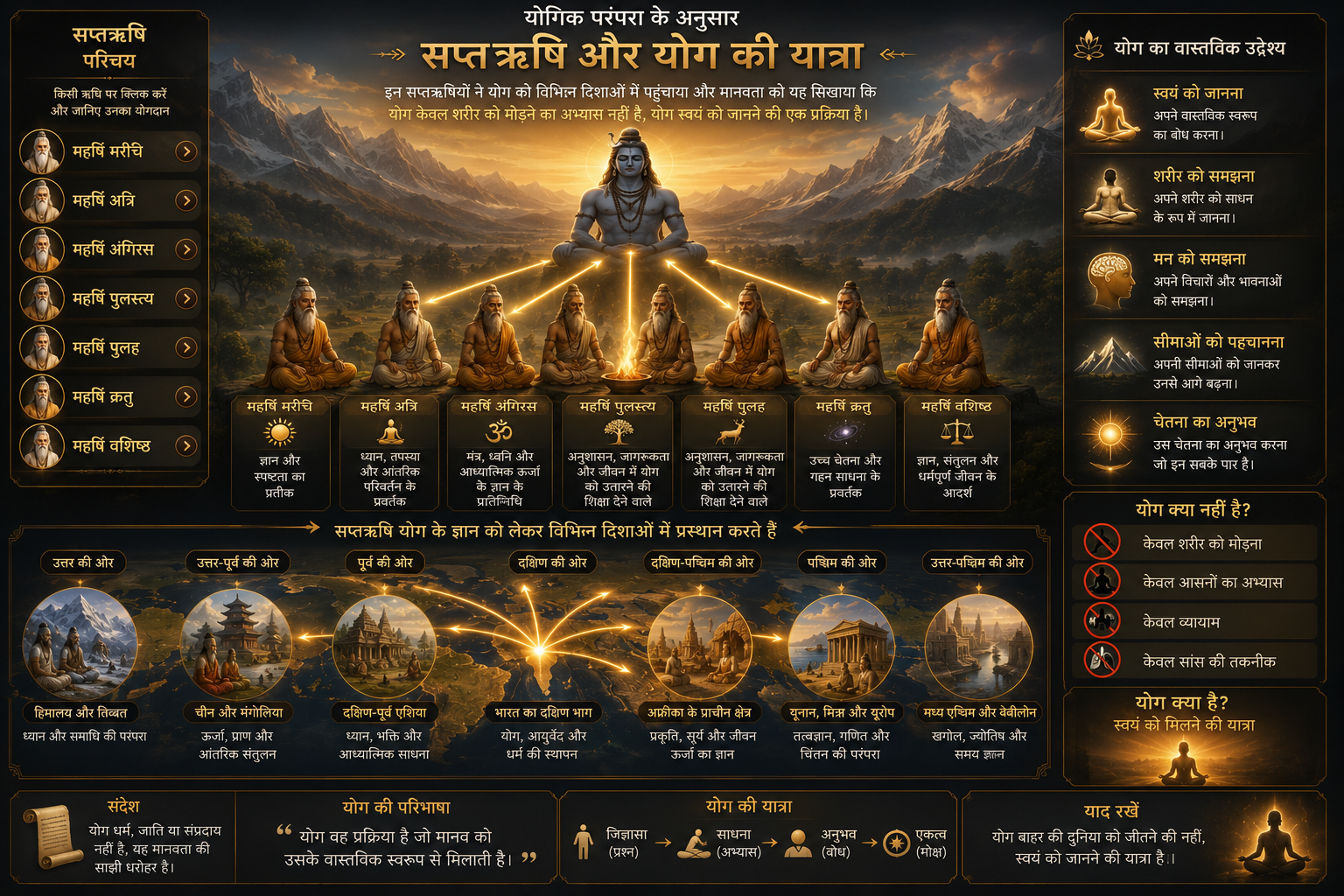 Adiyogi Shiva teaching the seven sages in a meditative setting.